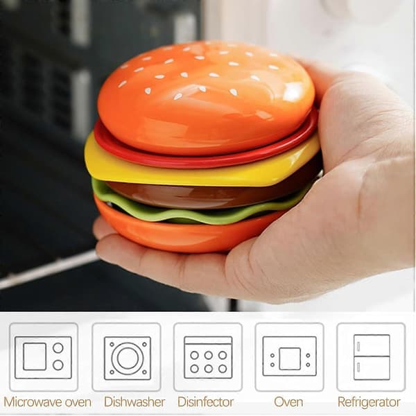 Stapelbart servisset 6-lagers hamburgerformade färgglada keramiska desserttallrikar för fest och bröllop