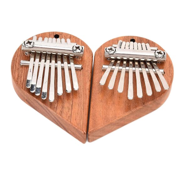 2 st 8-tangenters kalimba, bärbart litet hjärtformat tumpiano i trä (Hjärtform (vänster höger))