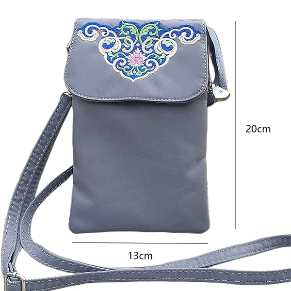 Women Cell Phone Crossbody Bag, Nylon Embroidery Small Shoulder