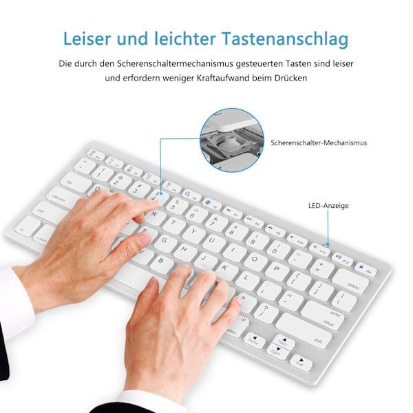 Bluetooth Tastatur til iPad/MacBook, Trådløs Tastatur