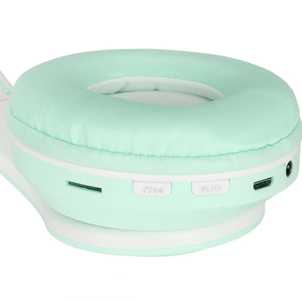 Bluetooth-headset med brusreducering, hopfällbara trådlösa over-ear-hörlurar med färgglatt ljus för telefon, bärbar dator, grön