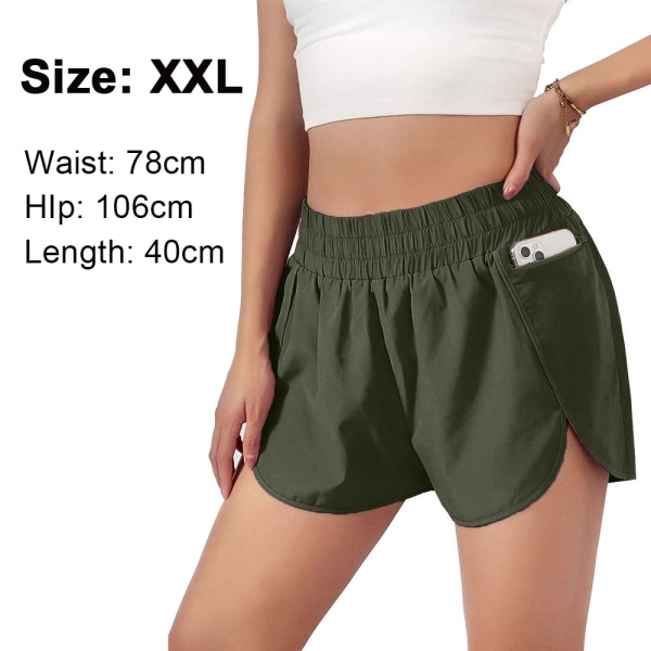 Women's running shorts with pockets elastic waist loose fitness