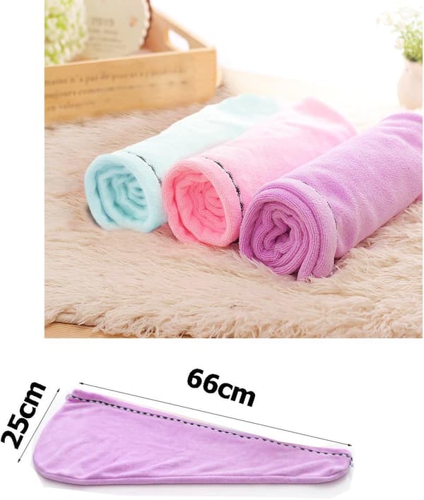 3-pak Pink Blå Lilla Mikrofiber Hårhåndklæde Wrap Super Absorberende