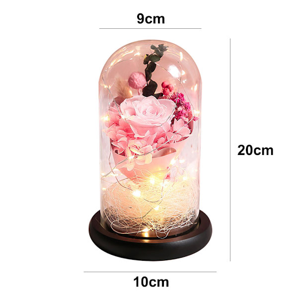 Kreativa blomsterglasprydnader led lysande rosbukett