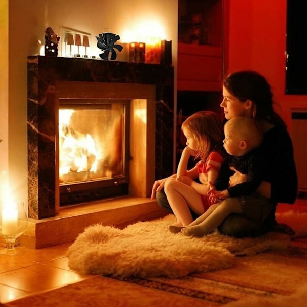 Värmedriven Fläkt för Vedeldad Kamin, Tyst Termoelektrisk Kaminfläkt för Effektiv Värmecirkulation från Kol- och Pelletskamin, Låg