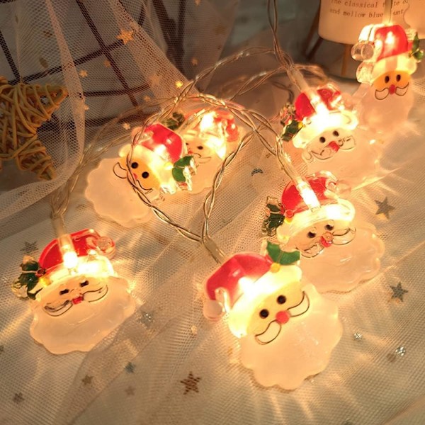 Bröllop Fester Dekor, Vattentäta Julgransljus, 20 LED Jultomte Tema Batteridrivna Julbelysningsslingor för Inomhus- och Utomhusbruk, Varm