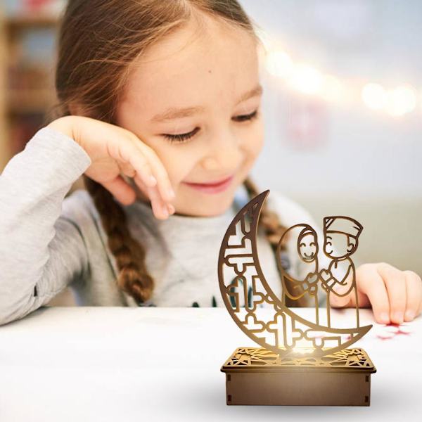 Tre LED-lampe Ramadan-dekorasjon Bærbar Eid Ramadan LED nattlys Bordpynt Ideell for Eid Ramadan-dekorasjon