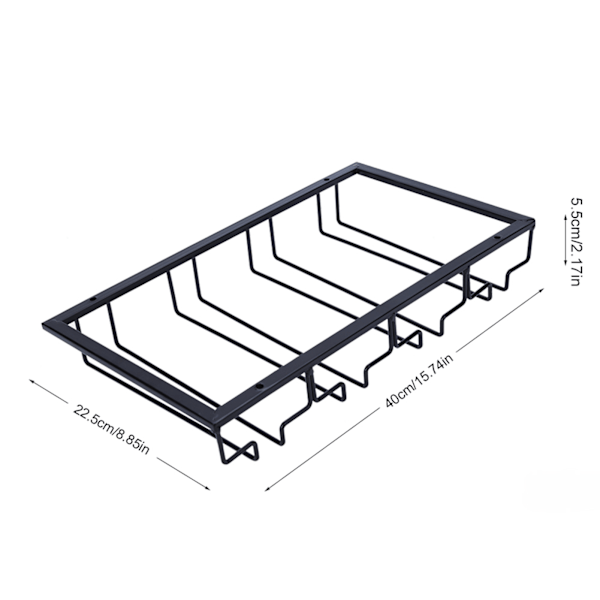 Sort Vinglas Opbevaringsstativ Organizer Hængende Holder Køkken Bar Restaurant