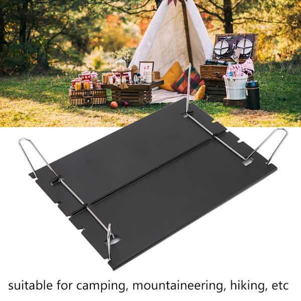 Bærbar sammenleggbart bord i aluminium og rustfritt stål, svart, for piknik, camping, reiser og fjellklatring