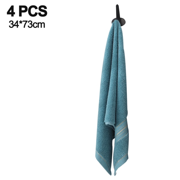 Snabbtorkande bomullshandduk för badrum, 34*73cm, set med 4 (blå)