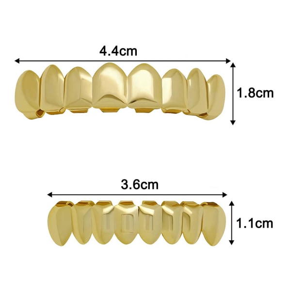 18K pläterad guldmässing set glänsande hiphop för män och kvinnor Guldtänder glänsande gyllene tänder Tillbehör