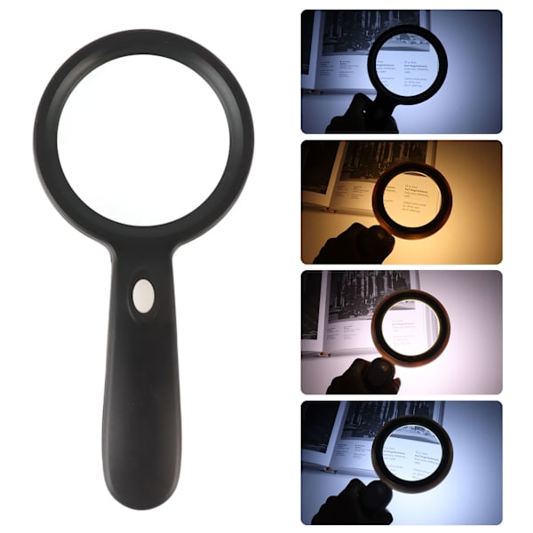 Förstoringsglas 10X Bärbar Handhållen Förstoringsglas med 12 LED-ljus för Seniorer Läsning Reparation Inspektion