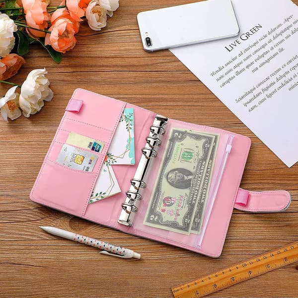 Budget Binder - A6 Budget Planner Kontantkuverter Kuvertmetode, Budget Planner Penge Organizer Passbook med Folier