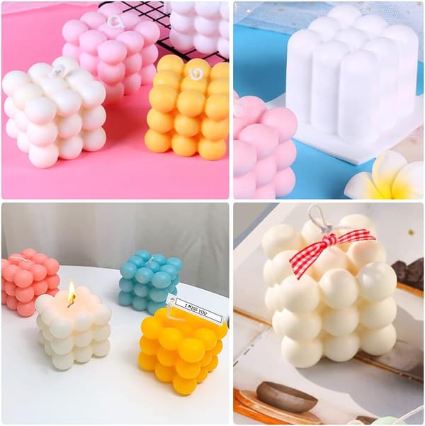 3-pak Silikone Lysforme, 3D Boble Cube Voks Lysfremstilling Mo