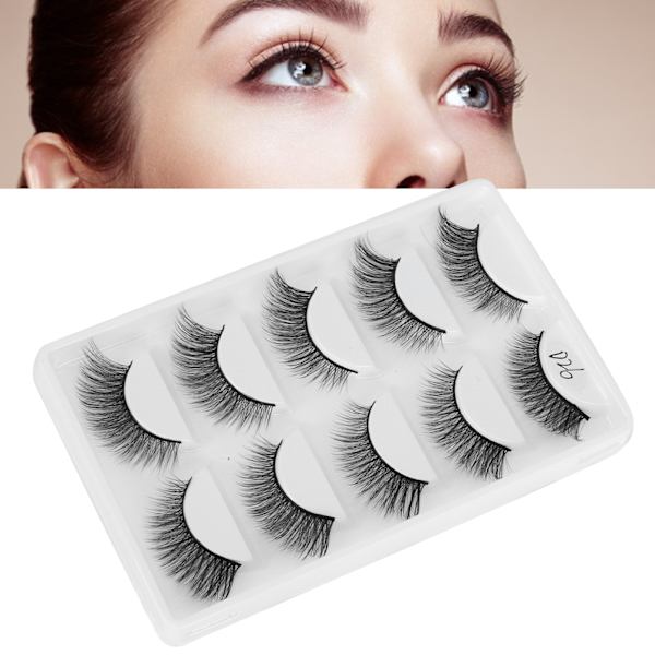 5 Par Tjocka Täta Falska Fransar Tredimensionella Långa Lockiga Falska Fransar Makeup Verktyg (D26)