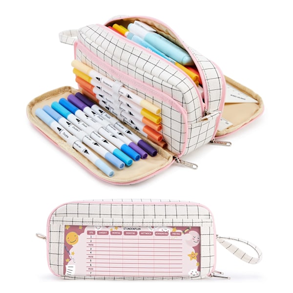 Pencil Case with 3 Compartments, Large Capacity Pencil Case, Pencil Pouch for School & Office