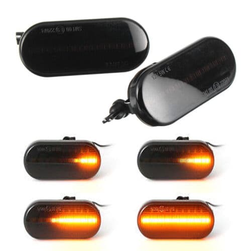 2x LED SIDE MARKØRER Sorte Blinklys VW GOLF 3 4 SEAT PASSAT POLO T5 DE