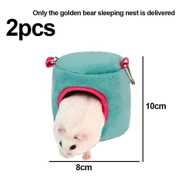 2 stk. Mini Hamster Seng Gjemmesteder og Hus, Bomull Mini Dyr Kjæledyr Rede Hule blue S