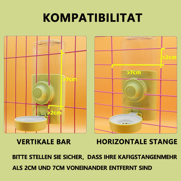 Automatisk Vatten Dispenser Kanin [Grön, 600 ml] Hängande Husdjur Drickflaska Kanin Marsvin Hamster Chinchilla Frettb Bur Vattenflaska