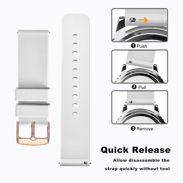 Silikone urremme med spænde, quick release, 20 mm