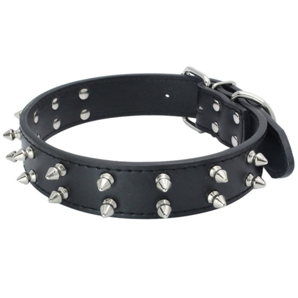 Leather Spiked dog collar with Squeaky ball gift for medium