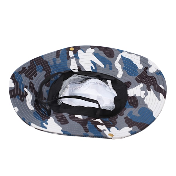 Udendørs Solhat Bredbremmet Bonnie Hat til Mænd Kvinder Bjergbestigning Fiskeri Vandreture Camouflage Blå