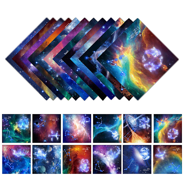 Stjärnhimmel Origami Papper 100 Ark 6 Tum Kvadrat Olika Färg på Båda Sidor Hantverk Origami Papper Konst