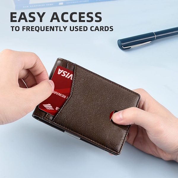 Korthållare 100% läder inuti och utanpå, anti-stöld borste rfid