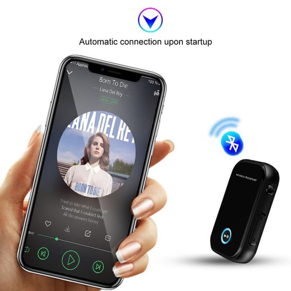 Bluetooth-adapter for bil, Bluetooth-mottaker for bil BT5.0 Håndfrie samtaler, Aux Bluetooth-lydmottaker 3,5 mm lydkontakt for
