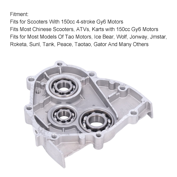 Transmisjonsdekselhette med lagre og pakning installert for scootere med 150cc 4-takts GY6-motorer