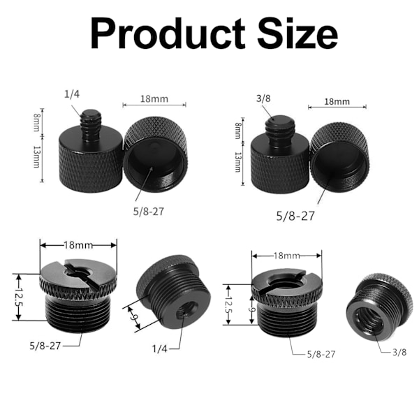 6 stk Mikrofongjenge Adapter svart