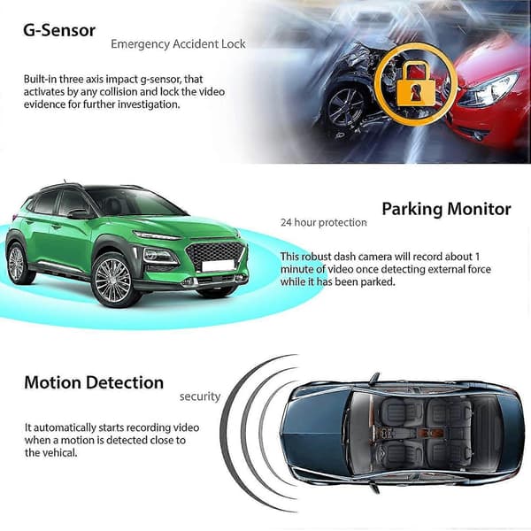 1080p HD Dash Cam Dobbelt Bil Video Optagekonsol LCD Bil DVR Video Optage Parkering