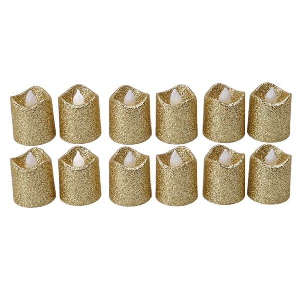 12PCS LED Tealight Golden Warm Light Flameless Light Candle for Christmas Birthday Party