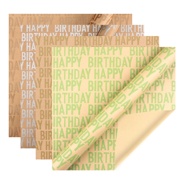Grattis på födelsedagen Inslagning papper Vintage kraft presentinslagning papper