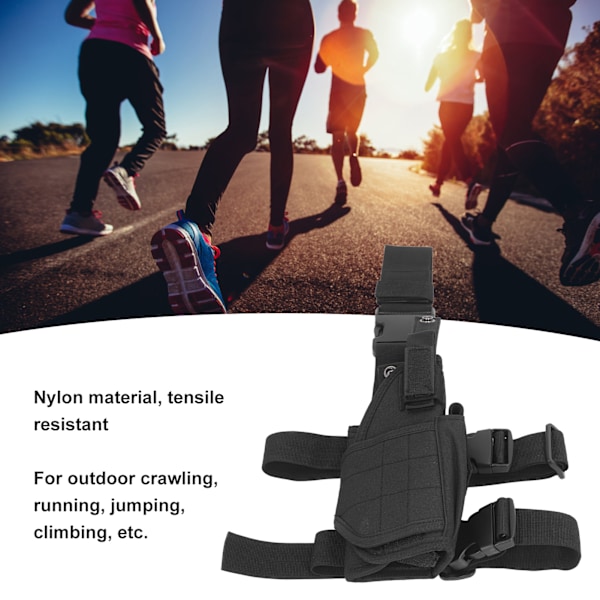 Drop Leg Bag Multifunktionell Lårväska Justerbar Spänne Benväska för Utomhuslöpning Klättring Svart