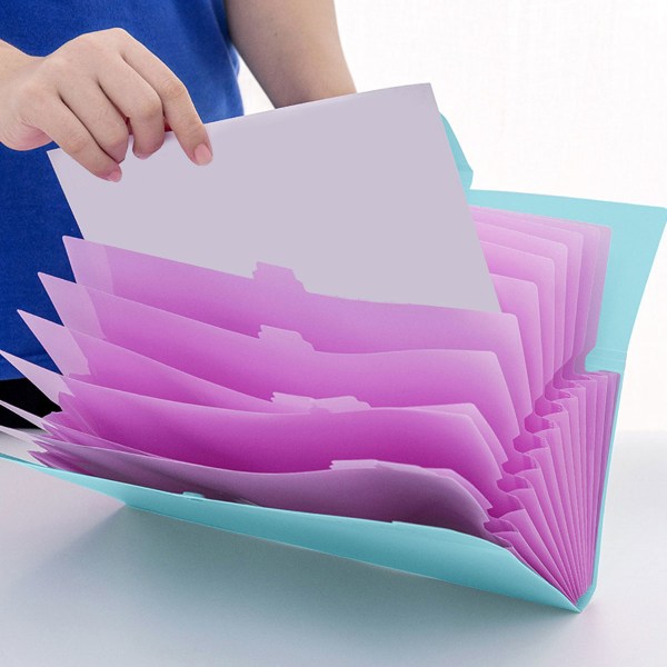 Plastik udvidbar filmappe, foldbar, skolekontor