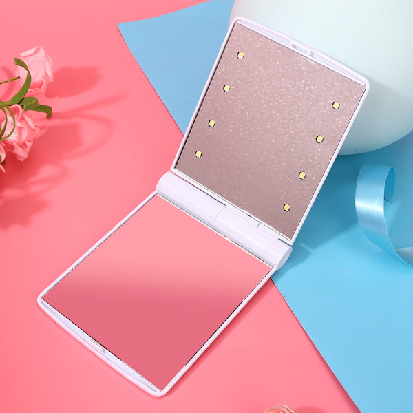 Bærbar LED Makeup Spejl Moderne Desktop Foldbar Fyldlys Spejl Kosmetik Værktøj Hvid