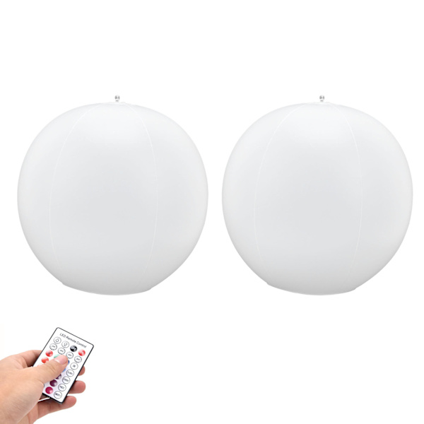2 st LED solcellsdriven flytande bolljus med fjärrkontroll 16 färger RGBW dekorationslampa för utomhusbruk