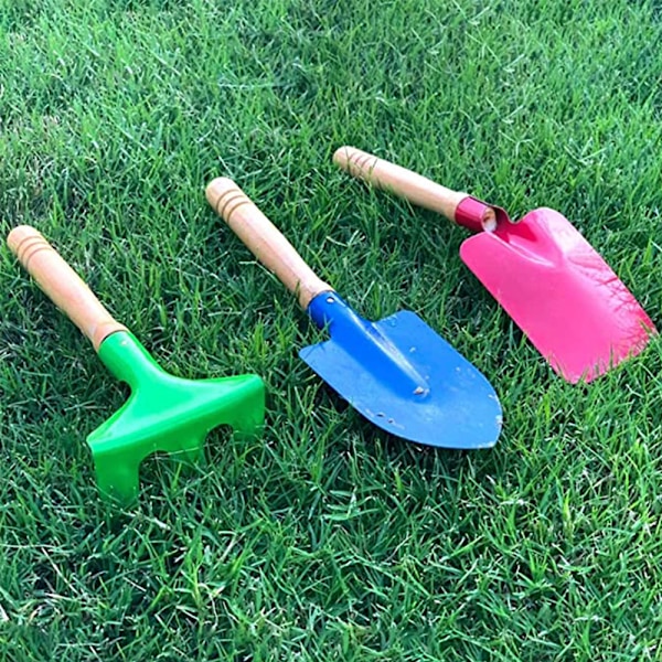 Utomhusäventyrskit för barn, blandade färger trädgårdsredskap, lätt handspade i metall för lek och trädgårdsarbete, perfekt för åldrarna 3-13