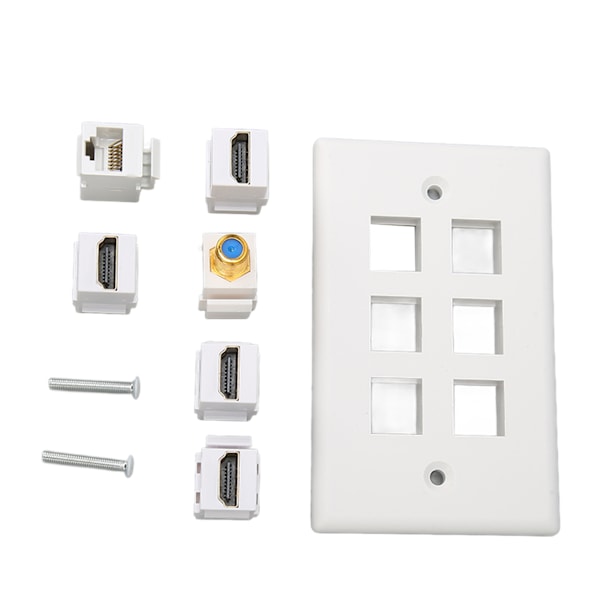 Väggplatta 6 portar HD Multimedia Interface CAT6 TV F-huvud Ethernet väggplatta för hemmakontor