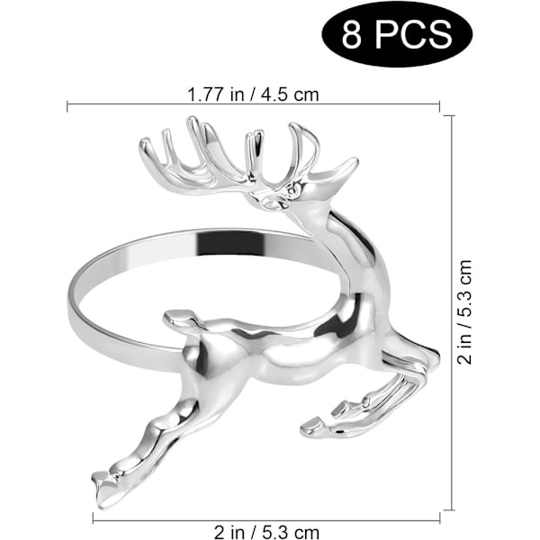 Elegant Silver Deer Servettringar Set För Säsongsbetonad Bordsdekoration, Kompletta Bordskollektioner, 6 Delar Galvaniserade Metall Servetthållare För