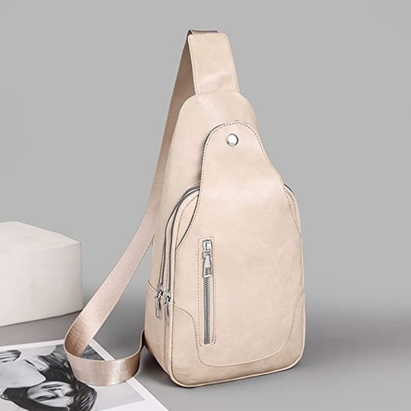 Kvinnor Sling Bag Chestation Bag Liten Axelväska Läder Crossbody Bred rem Axelväska Mini Ryggsäck Unisex för utomhussport Fotvandring