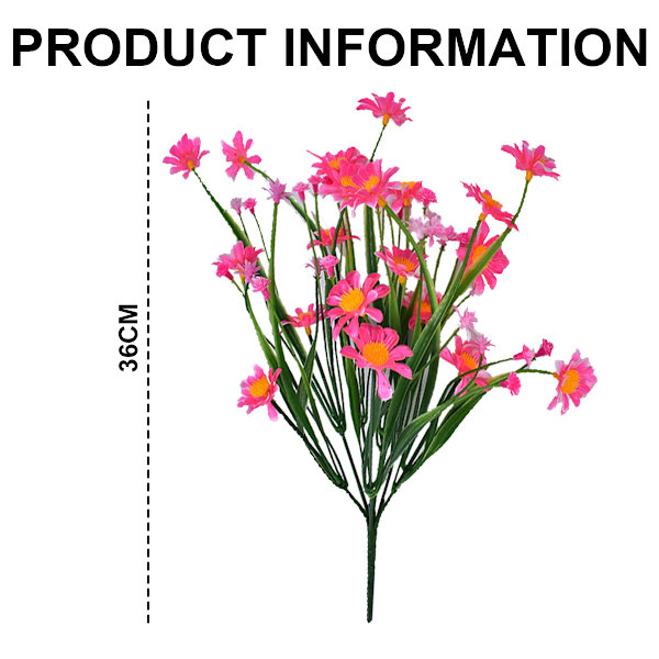 8 bunter kunstige blomster for utendørs bruk, UV-bestandig