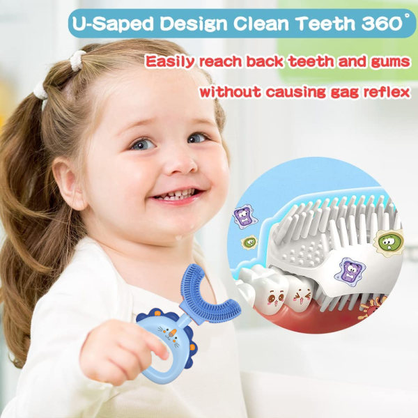 Mjuk silikonträning U-formad tandborste - U-formad tandborste för barn