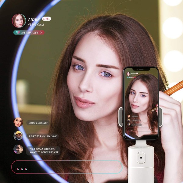 Auto Ansigts-Sporingsstativ, Ingen App Nødvendig, 360° Rotation Ansigt