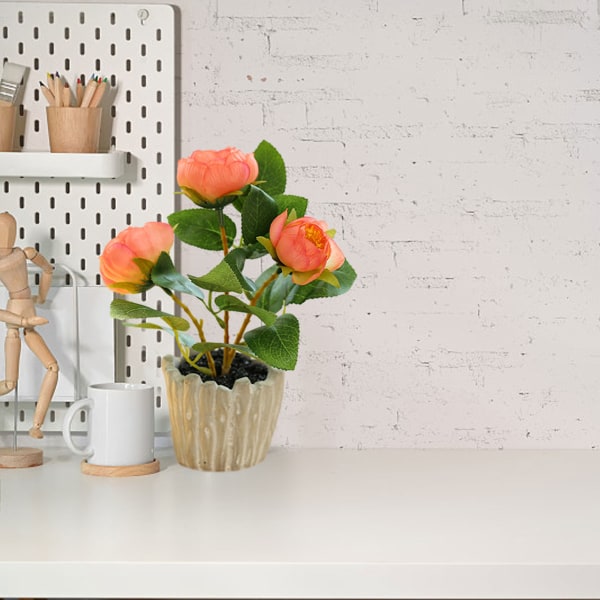 Konstgjord blomma trehövdad liten te ros bonsai växt