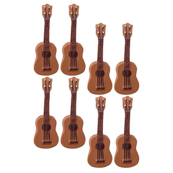 8 stk. miniatyrgitarer, minimusikkinstrument, miniatyrdukkehus, harpiks gitarmodell dekor