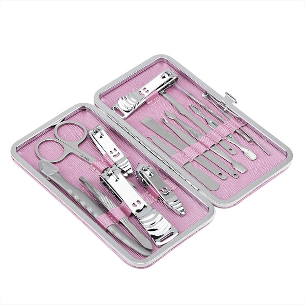 15 st rostfria nagelsaxar, nagelklippare, set för fingernaglar och tånaglar (rosa)