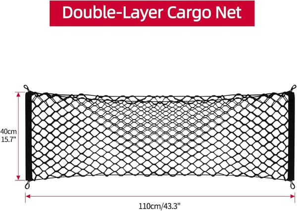 Kraftig Bagagenet, Justerbart Elastisk Bagagerumsnet med 4 Me