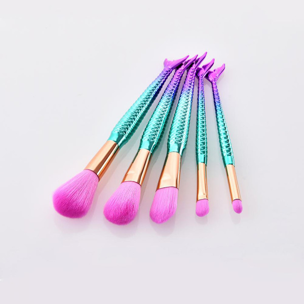 Luksuriøs Pink Gradient Blå Makeupbørste Havfruehale Design Ansigtspulver Foundation Blush Børste